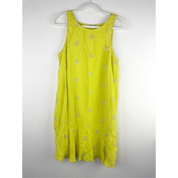 Anthropologie LEIFNOTES Flapper Ponderosa Dress Sequins Yellow Tank Sleeveless 4 - Picture 2 of 14